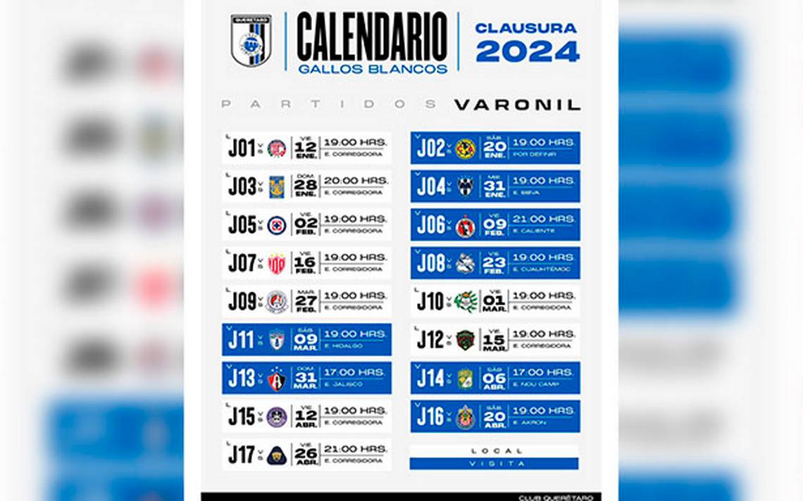 Gallos ya tiene calendario para el Clausura 2024 El Sol de San Juan